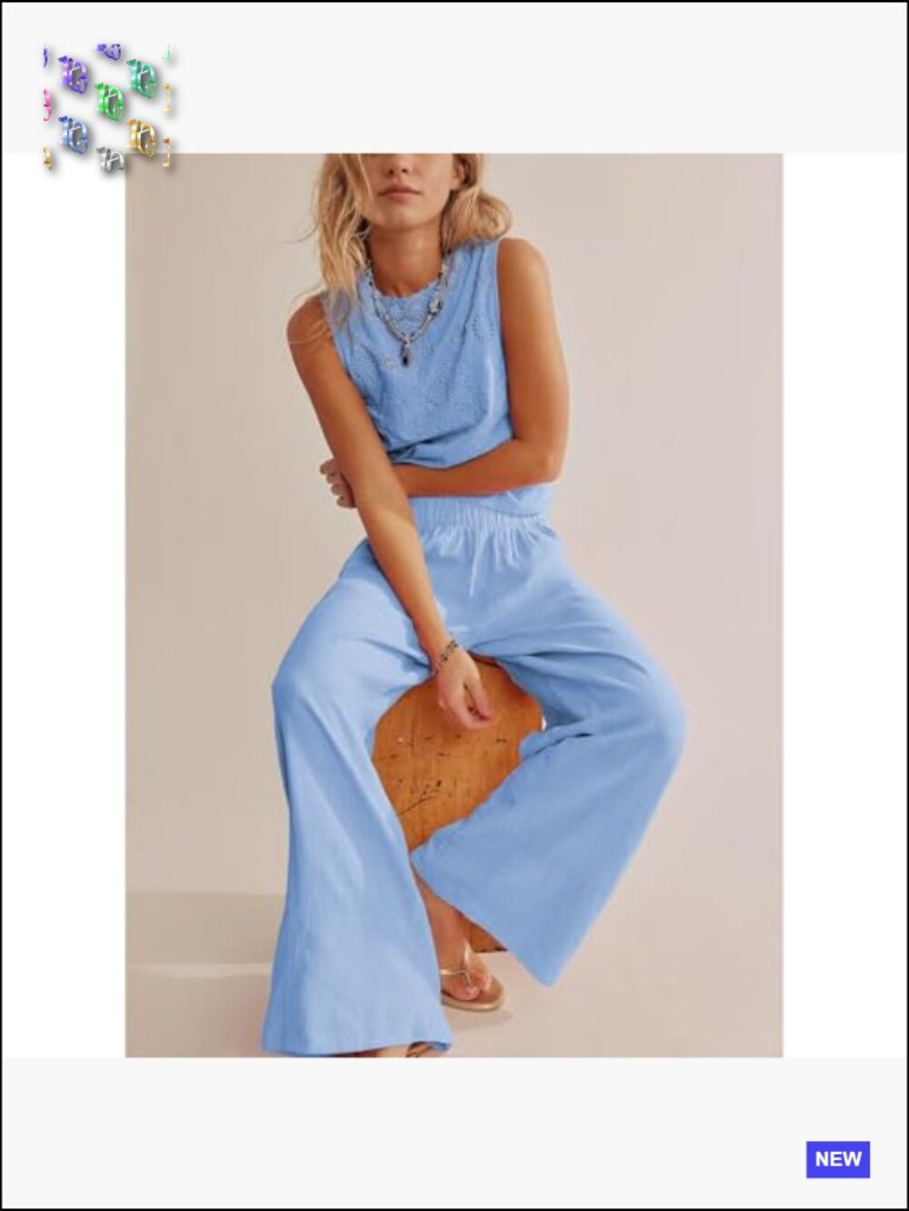 Plus Size Cotton Linen Palazzo Pants Wide Leg Boho Casual Trousers with Pockets - Picture 6 of 7